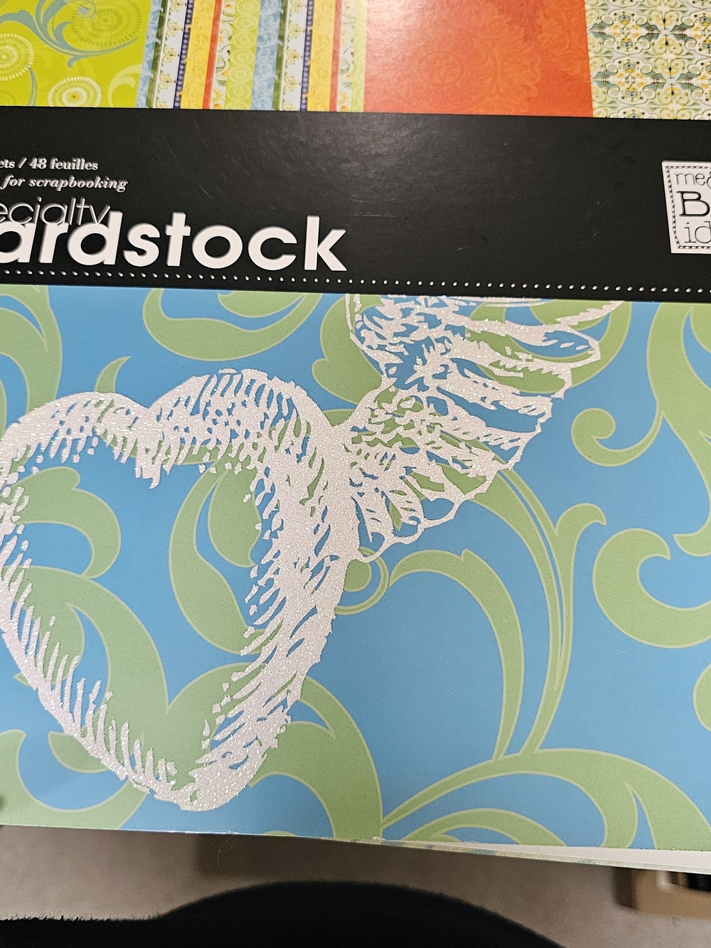 Me&My Big Ideas 12x12  Specialty Cardstock Pad - Blue & Green Heart Design